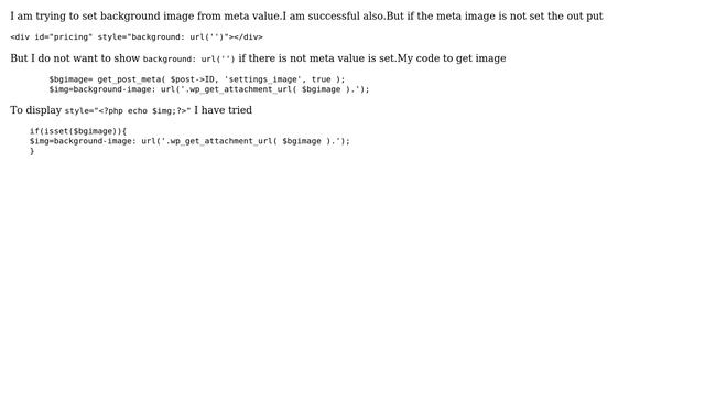Wordpress: Setting conditional background image from meta value смотреть онлайн