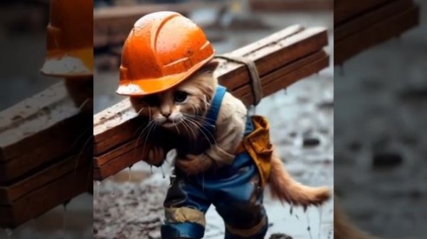 Котик заработал на еду. The cat works for food #ai #cats #aicat #sad #cat #story #catcute #cutecat