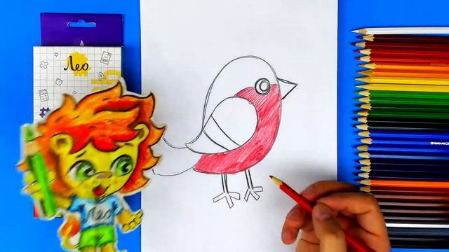 Как нарисовать СНЕГИРЯ рисуем прииску для для детей смотреть онлайн