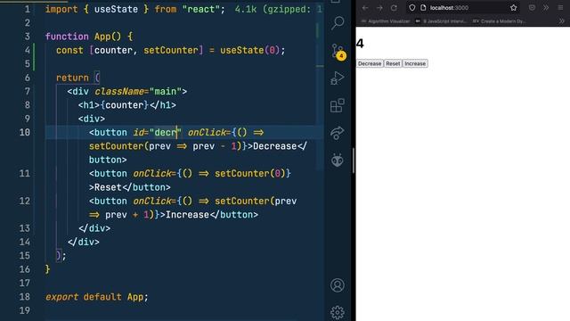 How to create a Counter app with reactjs using useState hook - (useState with previous state) смотреть онлайн