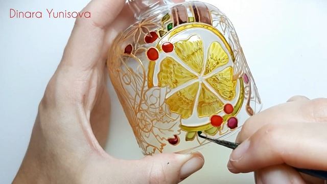 Витражная роспись по стеклу. Новогодний мастер-класс "лимонница "Вкусная зима". смотреть онлайн