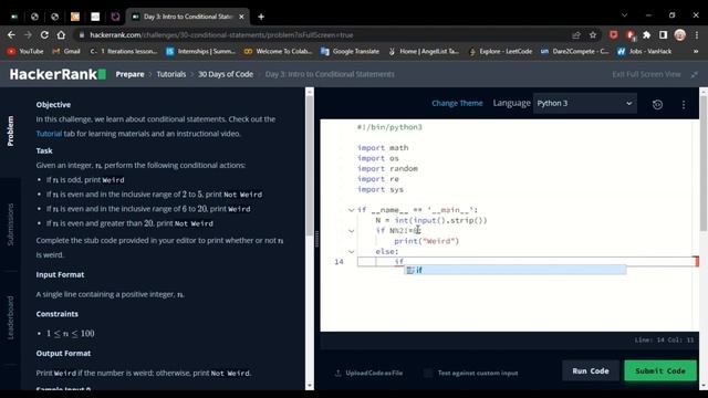 Day 3 | Operation with Conditional Statements | 30 - Days of Code in Python | HackerRank смотреть онлайн