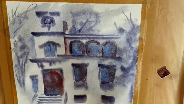 Домик фактурной акварелью смотреть онлайн