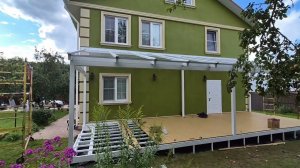Терраса с прозрачной крышей,  11х3.5 метра.    13 августа 2024 г.