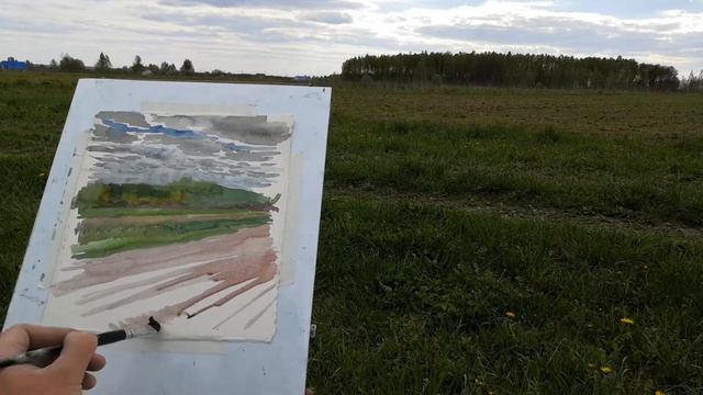 Timelapse. Быстрый этюд акварелью! смотреть онлайн