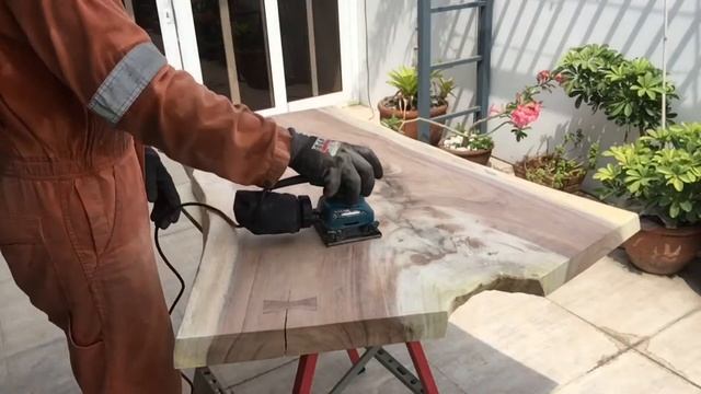 DIY acacia wood slab center table смотреть онлайн