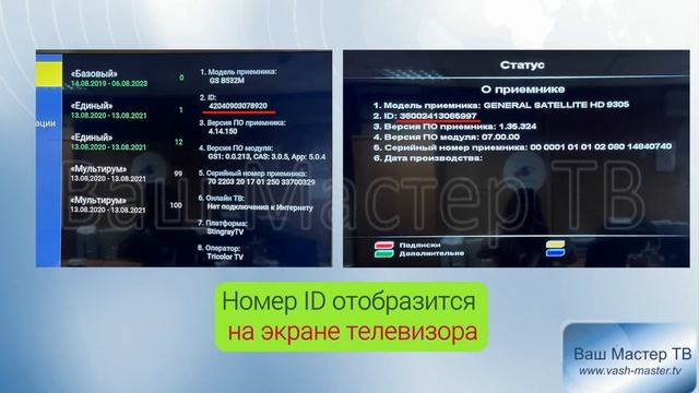 Как узнать ID приёмника Триколор смотреть онлайн