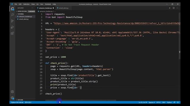 web scrape amazon, flipkart using python + email price drop alert system смотреть онлайн