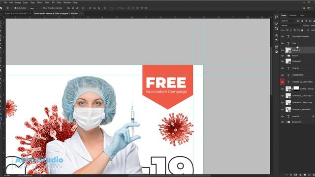 Covid 19 Vaccination Social Media Post and Square Flyer Design | Photoshop Tutorial смотреть онлайн