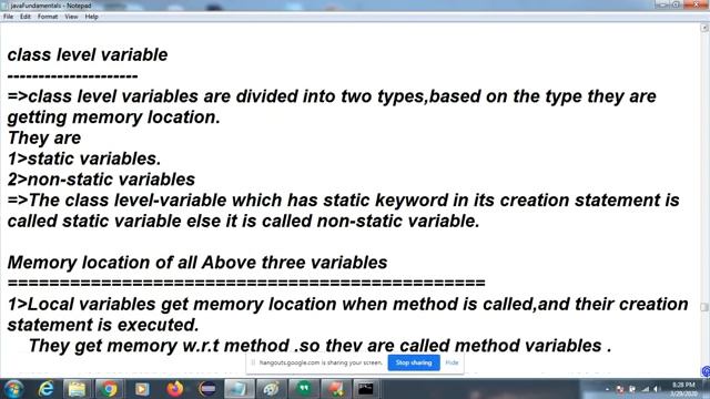 What is Local variable|Static|non-static variable Core java Online Live Session смотреть онлайн