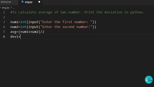 Python Program 1||Write a python program to calculate average of two numbers. Print their Deviation смотреть онлайн
