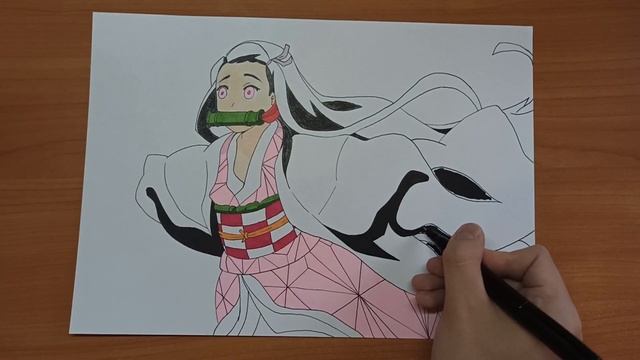 Drawing Nezuko with markers | Рисунок Незуко маркерами смотреть онлайн