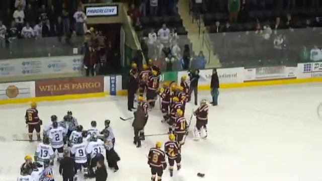 Fight after Ben Blood goes after Kyle Rau in handshake line on January 14, 2012 смотреть онлайн