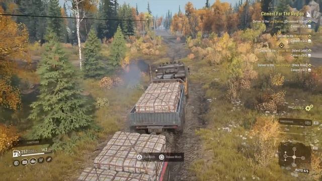SnowRunner Cement For The Region Mission With Lots Of Trucks смотреть онлайн