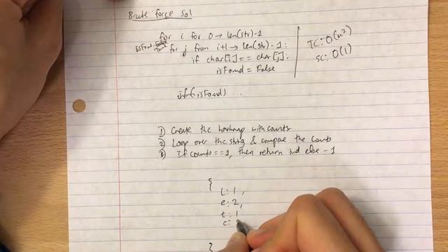 Leetcode #387 - First Unique Character in a String (Solution) смотреть онлайн