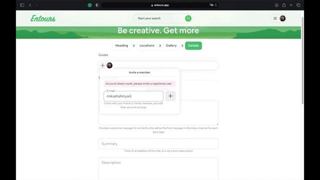 Entours React App (Desktop version) смотреть онлайн