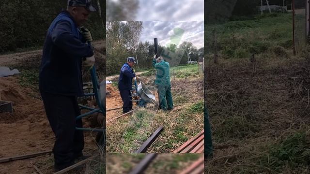 Монтаж забора из штакетника. Въезд через канаву с подпорными стенками смотреть онлайн