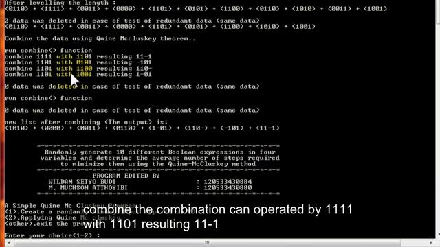 Program How To Minimize Algebra Boolean them using the Quine-McCluskey method. смотреть онлайн