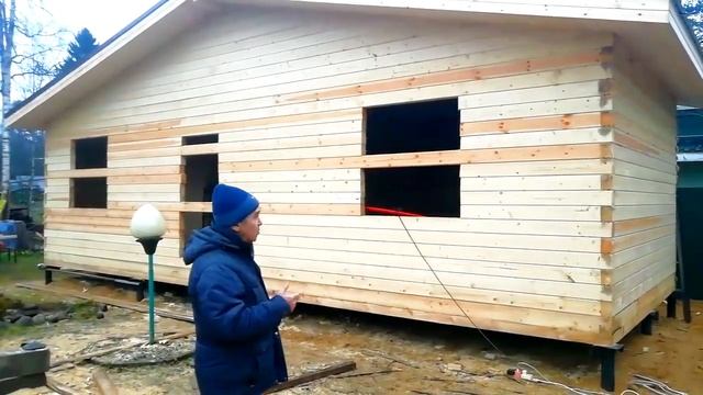 Строительство одноэтажного дома из бруса под усадку смотреть онлайн