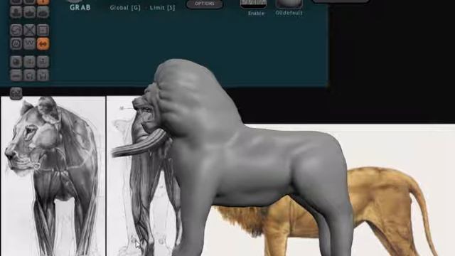 Sculptris - как из головы льва вылепить тело урок № 10 смотреть онлайн