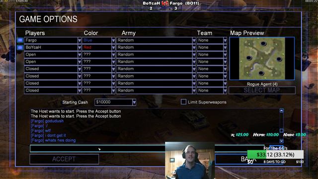BoYcaH vs Fargo - 1v1 - BO11- CNC:GENERALS ZERO HOUR - $50 Challenge - смотреть онлайн
