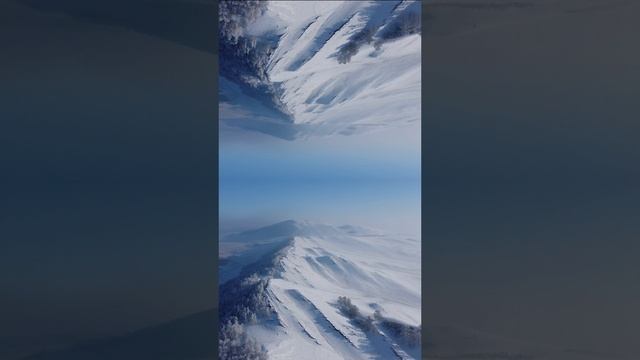 Космически красивый вид в горах Хакасии. Вид с дрона в -25°С