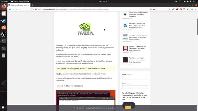 how to fix screen tearing in ubuntu linux with nvidia optimus laptop смотреть онлайн