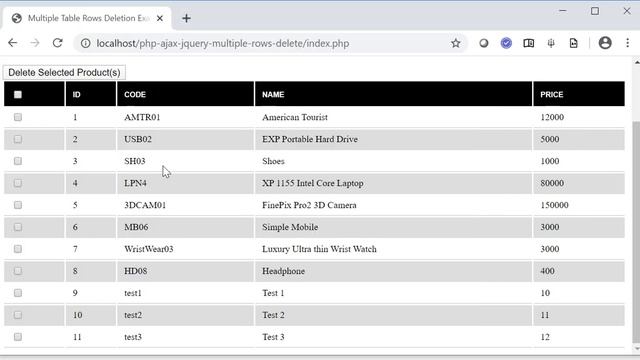 Delete Multiple Rows from Table using PHP, MySQL, AJAX, jQuery смотреть онлайн