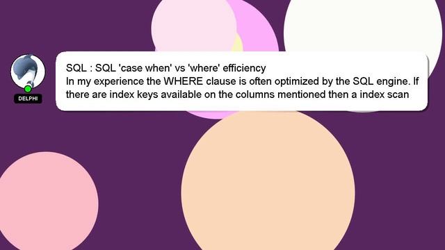 SQL : SQL 'case when' vs 'where' efficiency смотреть онлайн