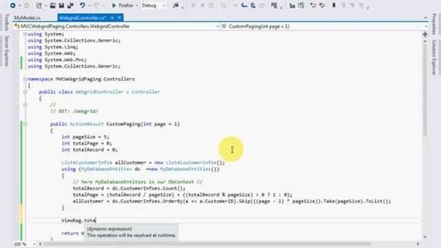 How to implement Custom Paging in webgrid in MVC4 application смотреть онлайн