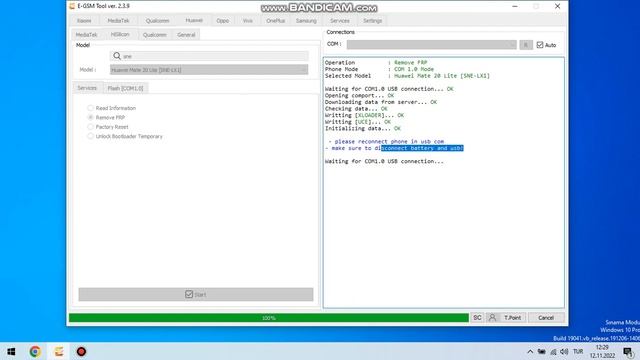 Huawei Mate 20 Lite SNE-LX1 Remove FRP E-GSM TOOL смотреть онлайн