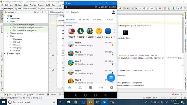 Facebook messenger app in android studio using Java смотреть онлайн