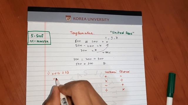 Tenglamalar | Matematika 5-sinf 11-mavzu | United Pens