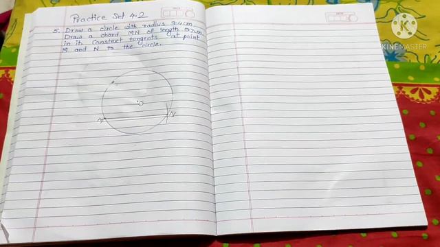 Draw a circle of radius 3.4cm. Draw chord MN of 5.7cm. Construct tangents to the circle at pts M & смотреть онлайн