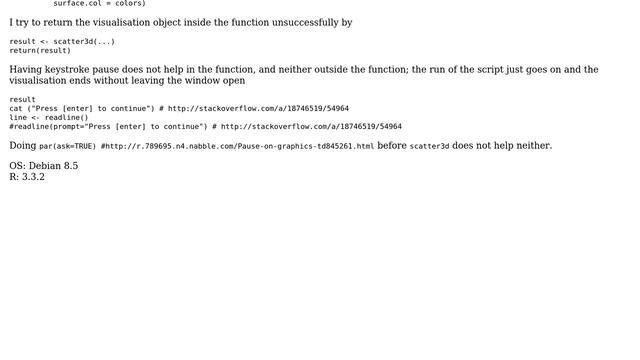 How to install and use scatter3d without pause in R 3.3.2? смотреть онлайн