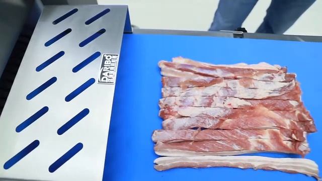 Видео работы автоматического слайсера DRB   FT-330/500 для нарезки охлажденного мяса, морепродуктов