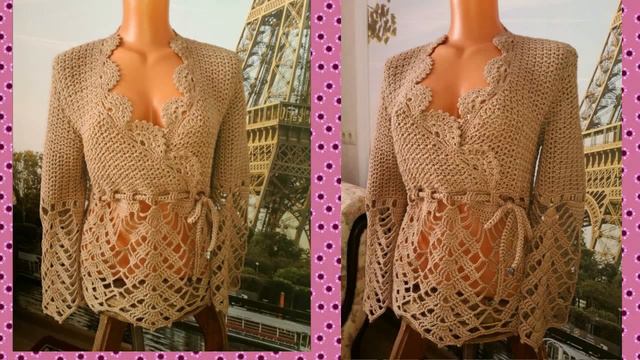 Пуловер с ажурной каймой+схема узоров.Pullover with openwork border+pattern scheme. смотреть онлайн