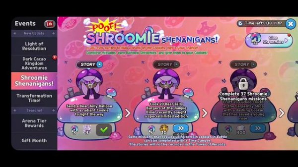 Shroomie Shenanigans Events Cheat Sheet
