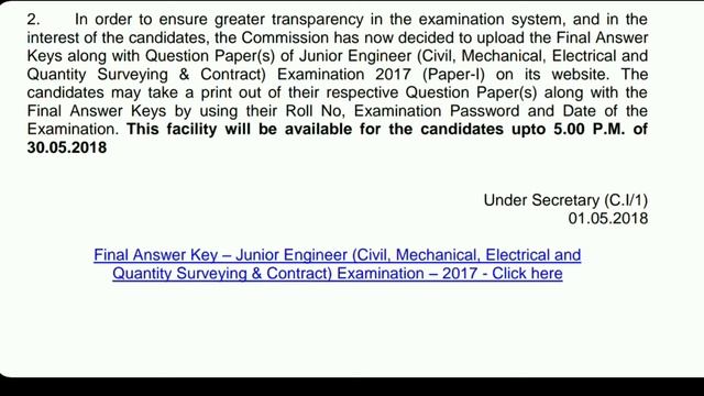SSC JE 2017 Paper 1 Final Answer Key Released Download Now | Last Updated 1 May 2018 смотреть онлайн