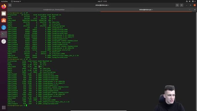 LINUX для начинающих | Как узнать размер папки и свободную память | Командная строка Bash смотреть онлайн
