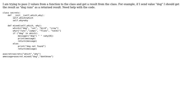 python - class not returning the expected result. I am using function and a class смотреть онлайн