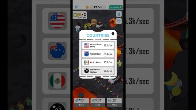 Idle roller coaster | green panda games | max level all countries смотреть онлайн