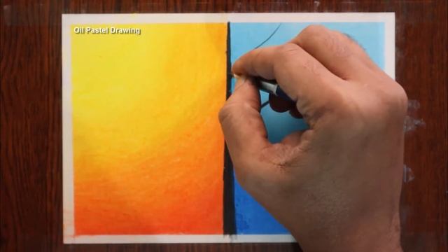 How to Draw Day and Night with Oil Pastels | Easy Tree drawing Step by step смотреть онлайн