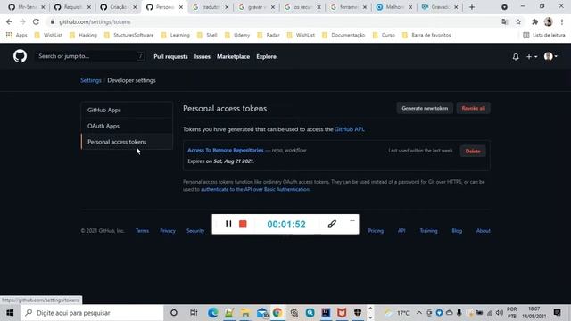 Como gerar, habilitar e usar o token de acesso pessoal do GitHub смотреть онлайн