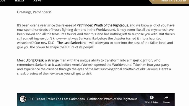 The Last Sarkorians DLC Details + My Thoughts - Pathfinder: Wrath of the Righteous смотреть онлайн