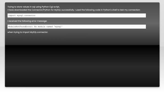 ModuleNotFoundError: No module named 'mysql' смотреть онлайн
