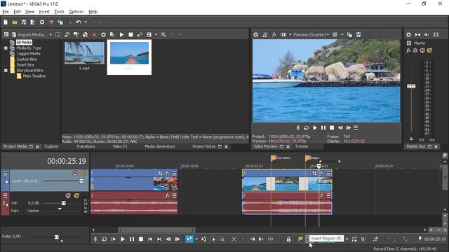 Vegas Pro 17: Как автоматически добавлять переходы для нескольких файлов - Урок #2 смотреть онлайн