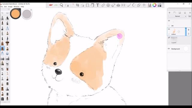 How To Draw A Cute Dog | Digital Illustration tutorial using Autodesk Sketchbook Pro смотреть онлайн