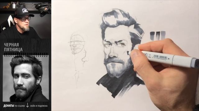 Jake Gyllenhaal | Скетчинг маркерами и карандашами смотреть онлайн