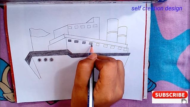 How to draw ship in sea scenery (step by step) || смотреть онлайн